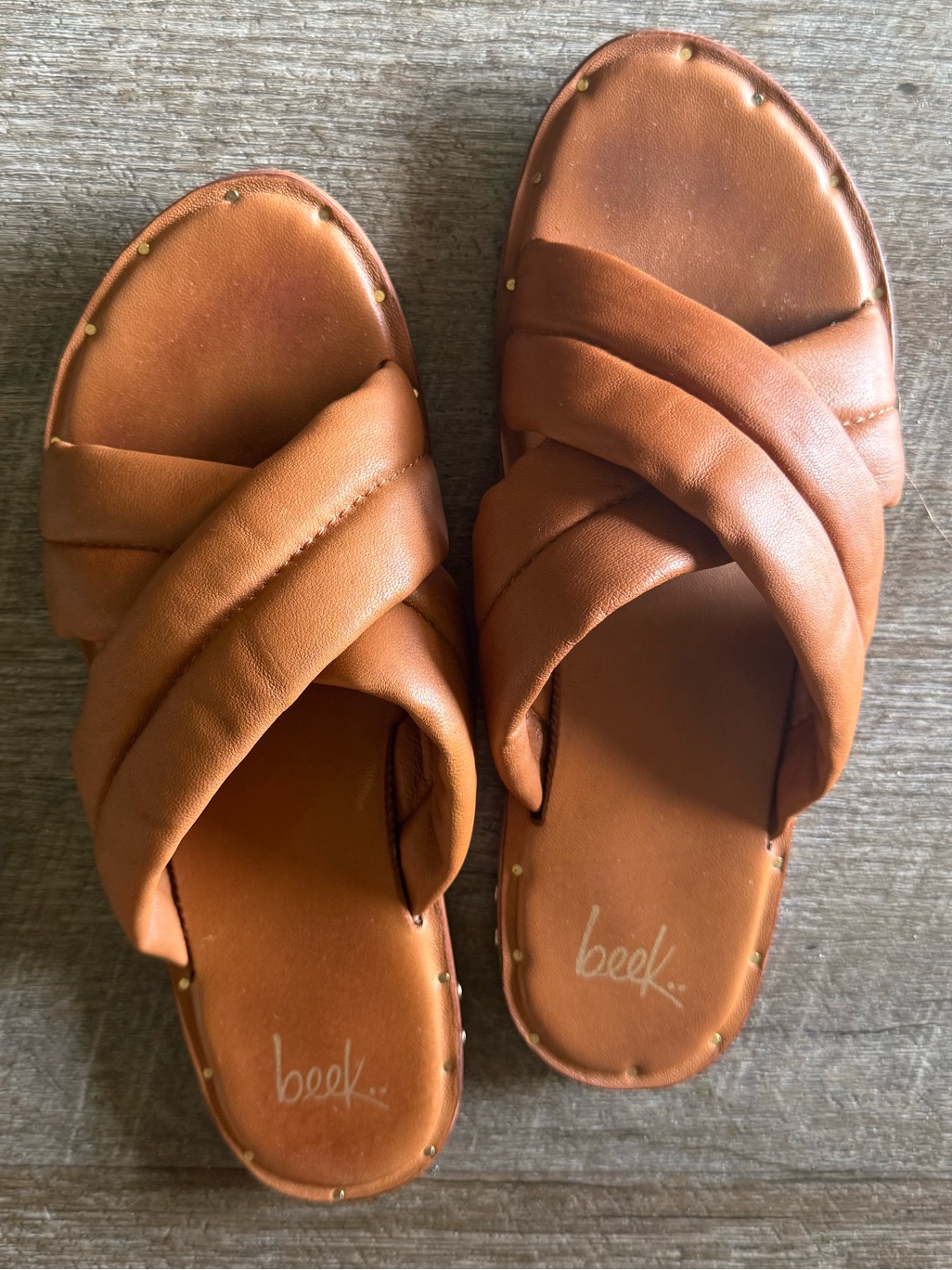 Anthropologie Beek Dovetail Puffy Leather Crisscross Sandals